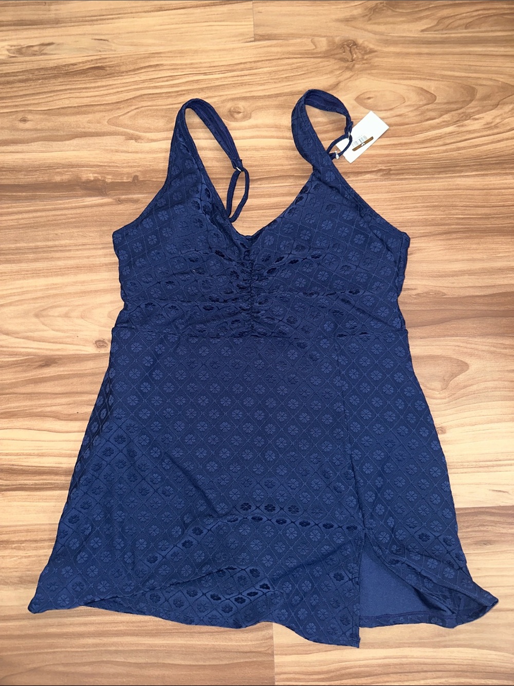 Lands' End Navy Lace Chemise with Adjustable Straps